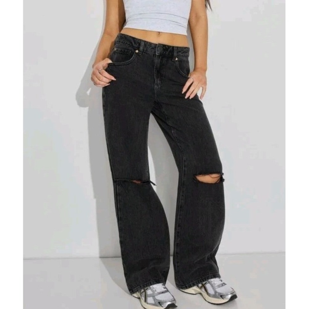 Garage Denim Jeans Wide Baggy Distressed Wmns 5 /27 Hi Rise Jambre Large (28x32)
